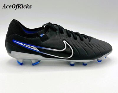 Nike Legend 10 Pro FG Black Chrome Hyper Blue Soccer Shoes SZ 7 Men's DV4333-040