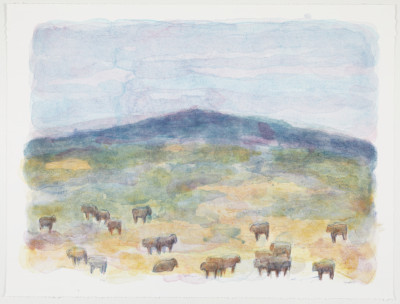 Original signed limited edition Theodore Waddell lithograph ''Gallatin Angus II''