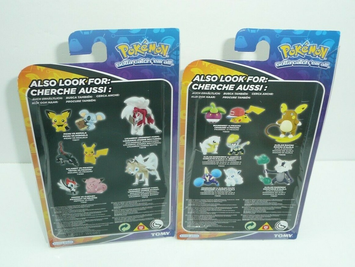 Lot of 2 Pokemon Action Figures Set by Tomy Posed for Battle Pikachu Sandshrew