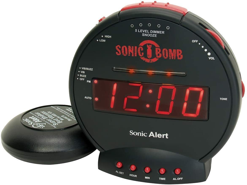 With Bed Shaker, Black | Sonic Alert Vib