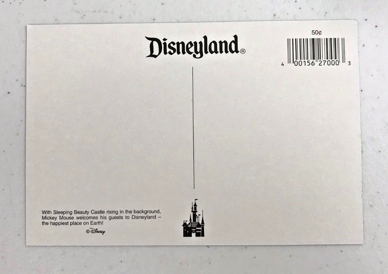 Disneyland Mickey Mouse Sleeping Beauty Castle Background Postcard