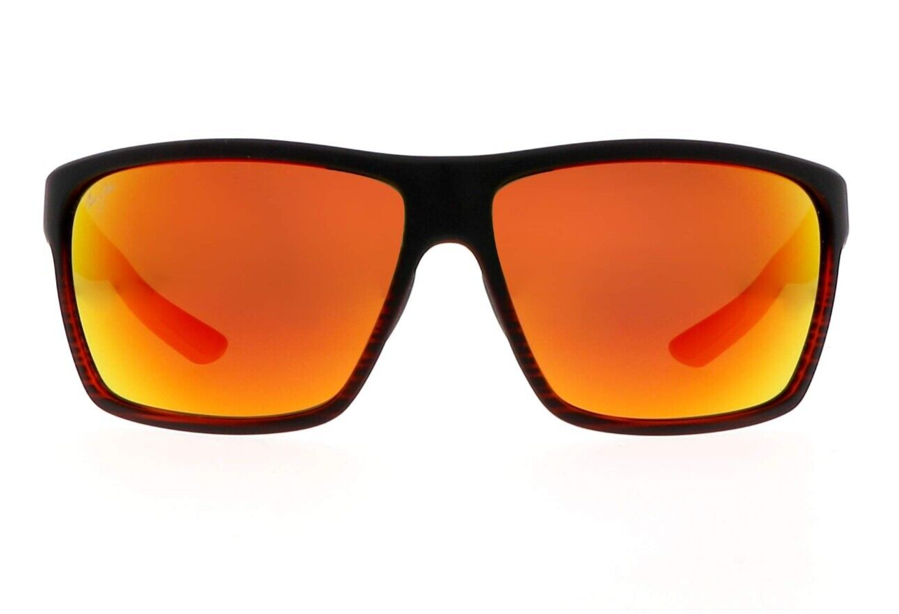 Pre-owned Maui Jim Alenuihaha Rm839-07 Burgundy Stripe Frame / Lava Ruby Lens In Red
