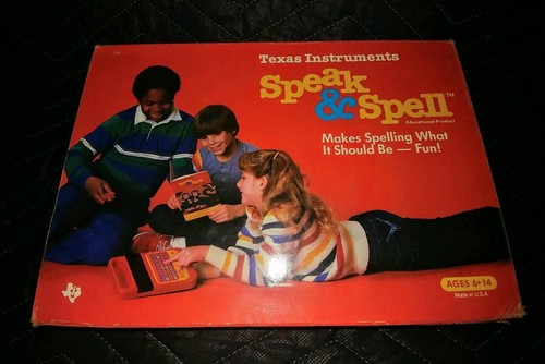 Vintage Texas Instruments Speak and Spell with inserts & Box, Tested Working!