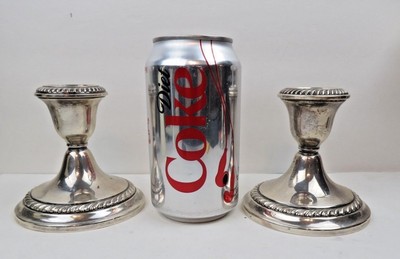 GORHAM Sterling Silver Candlesticks Candle Holders Gadrooned Border Decor #667