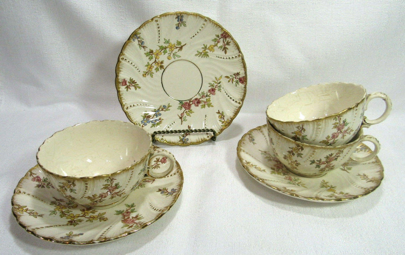 Sarreguemines France Antique LOUIS XV Three (3) Gorgeous Cup