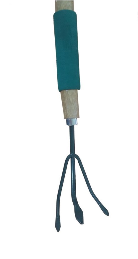 Rastrello A 3 Denti Attrezzo Giardinaggio Giardino Manico Legno Gomma dfh