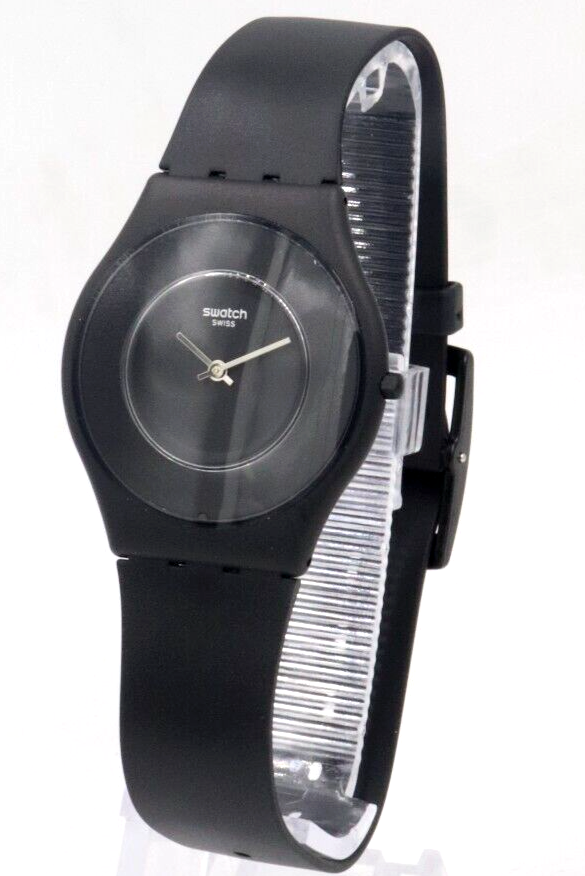 New Swiss Swatch Skin CARICIA NEGRA Silicone Watch 34mm SS09B100