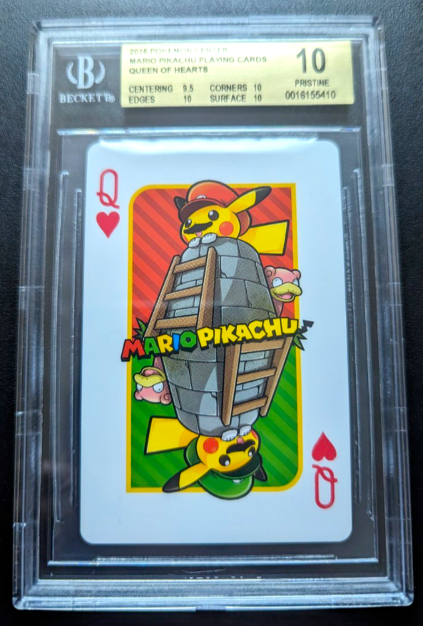 BGS 10 Mario Pikachu Playing Card Pokémon Center Queen 2016 BGS 10 Mario Pikachu Playing Card Pokémon Center Queen 2016