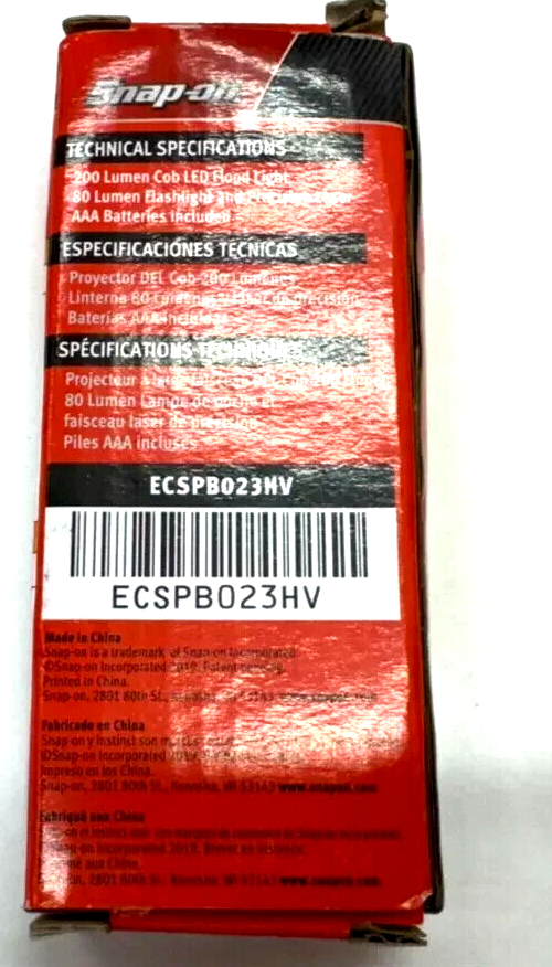 SNAP ON TOOLS USA HI-VIZ COB LED Pocket Flood light w/ Laser Pointer ECSPB023HV