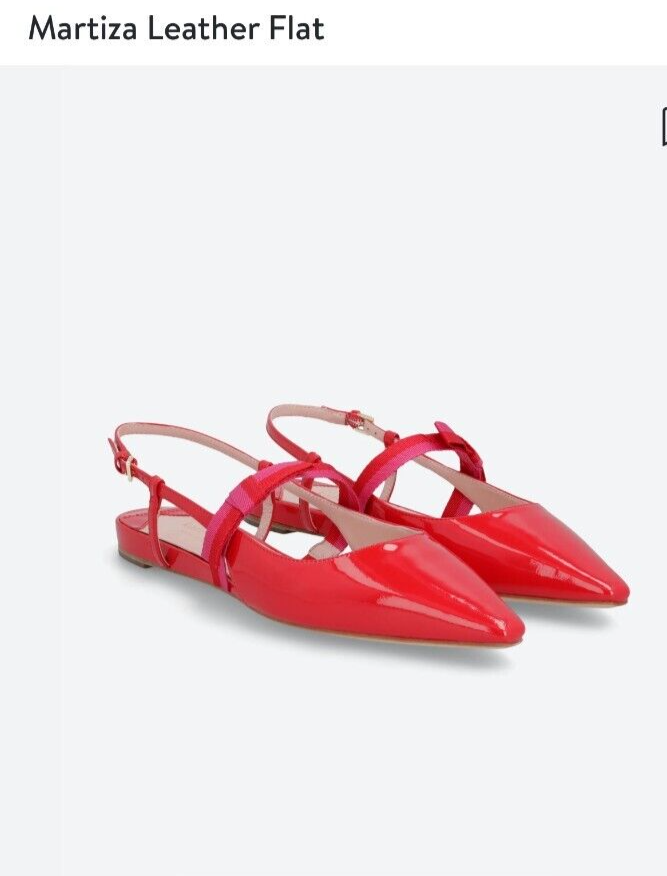 Kate Spade Martiza Leather Flat Sandal Red Patent Size 8.5 Was $198