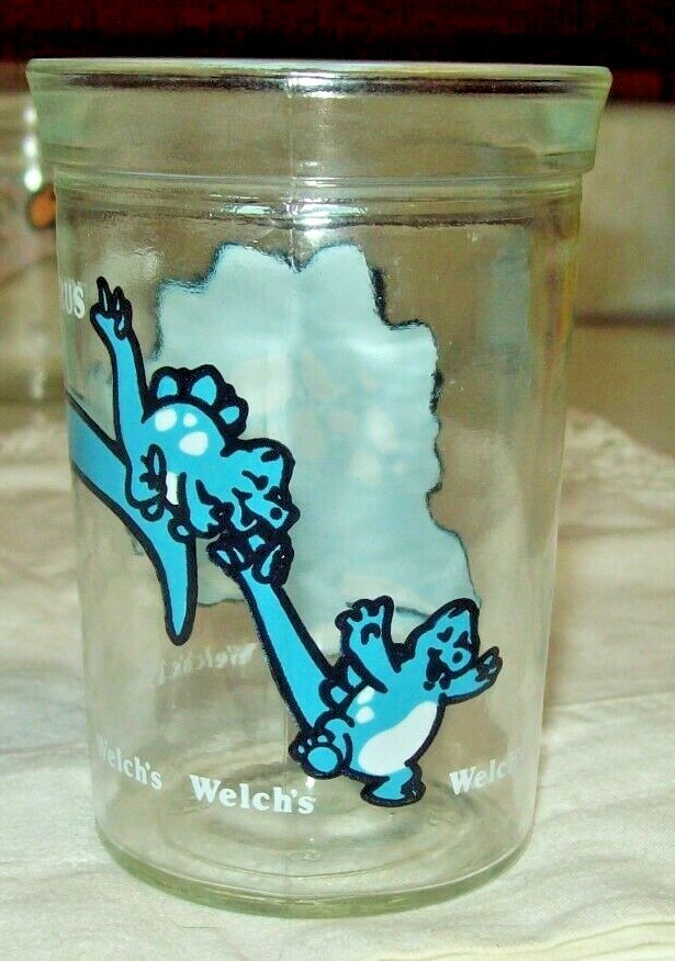 Vintage 1988 Welch's Dinosaur Jelly Jar Glass - Stegosaurus Anchor Hocking
