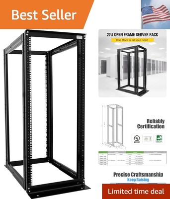 Server Rack 4 Post Open Rack Frame Rack Enclosure 19 Inch Adjustable Depth Al...