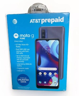 AT&T PREPAID MOTOROLA MOTO G PURE 6.5  HD+ Display, Dual 13MP Camera, 32GB NEW