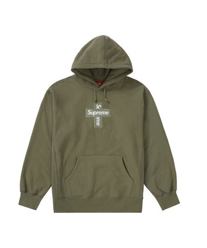 Supreme Cross Box Logo Hooded Sweatshirt Olive FW20 - Size L