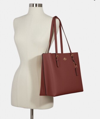 COACH Women s Mollie Leather Tote Large New With Tag NWT (Cherry/Gold) 1671