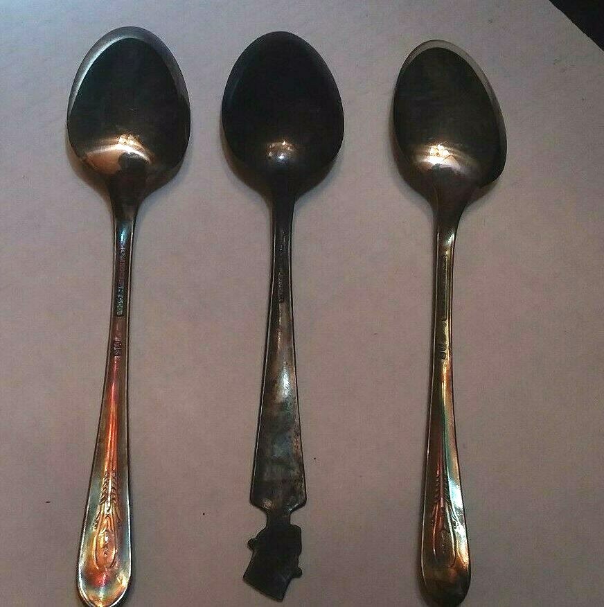 Wm Rogers MFG Co. I S Marked on 3 spoons tarnished or toned BEAUTIES never used