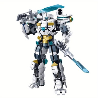 White Guardian Robot Warrior Building Blocks Set