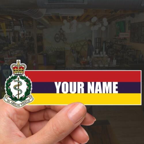 Custom Royal Army Medical Corps Waterproof Vinyl Name Stickers - Personalised - Picture 1 of 12
