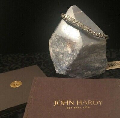  John Hardy $1495 Sterling Chain White &Gray Diamonds Pave Bracelet Sz M-NWT