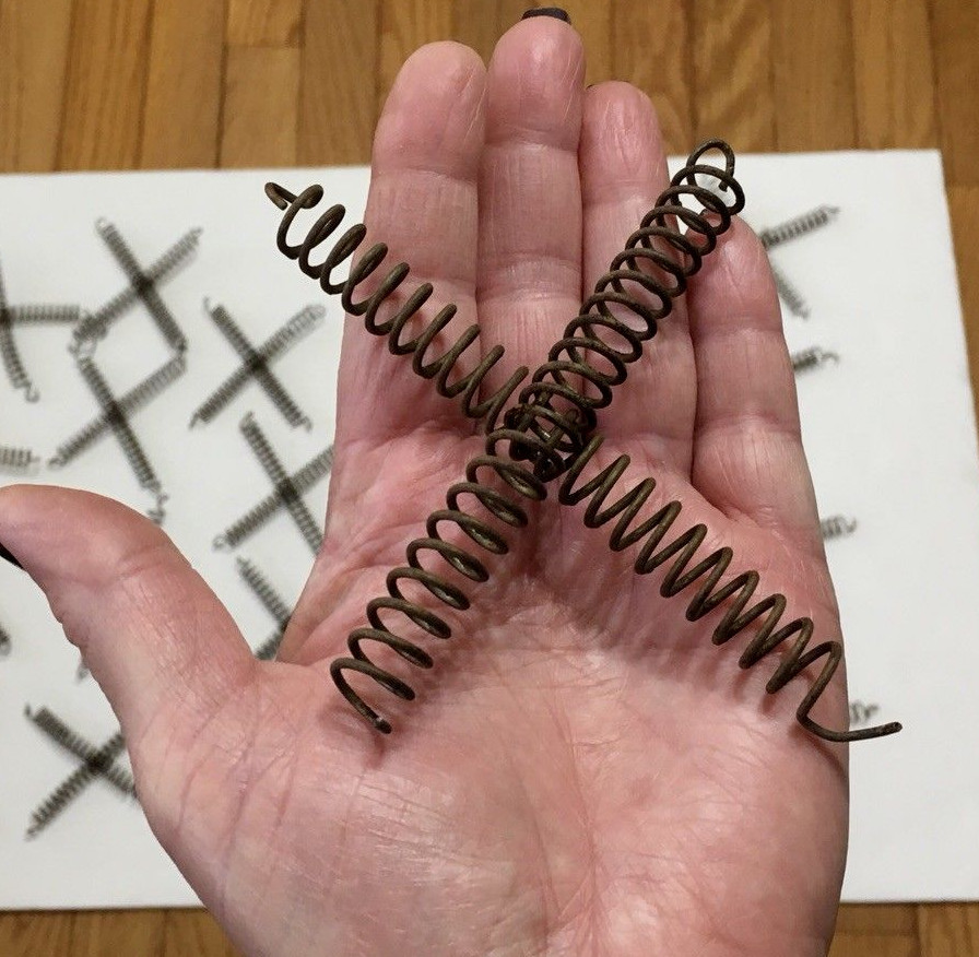25 metal steel bed spring coil  X shape  4.5 long steampunk repurpose vintage