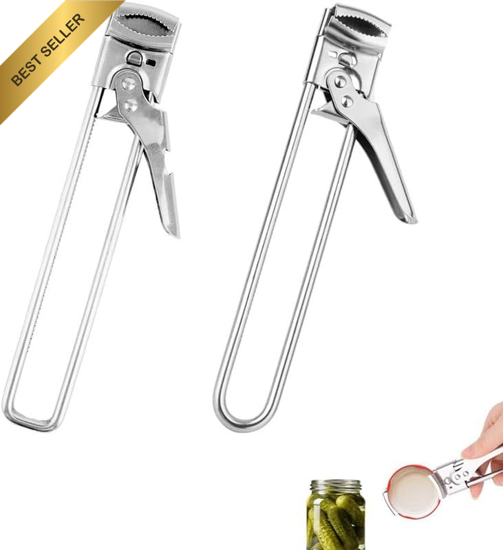 Stainless Steel Manual Can Opener Jar Lid Gripper, 2Pcs Stainless Steel Can Open