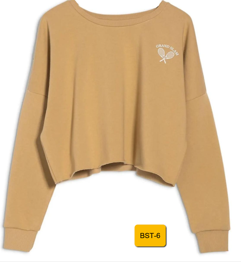 Abound Women Sweatshirt Beige Sz 2X Plus Grand Slam Cropped Pullover Sweater 2X