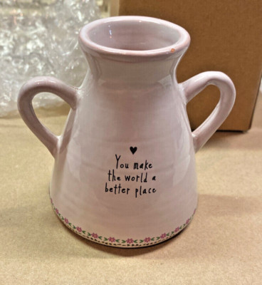 Natural Life Bud Vase Ceramic You Make the World a Better Place 3''