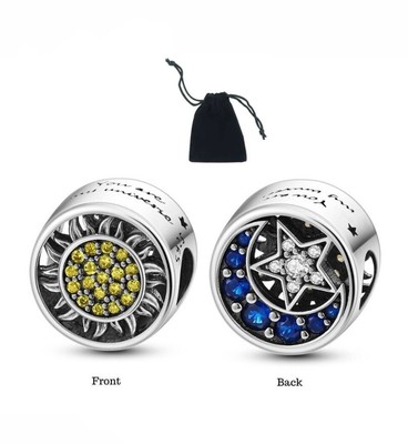 Sun And Moon Charm, Astrology Charm, Horoscope Charm, S925 Silver + Gift Pouch