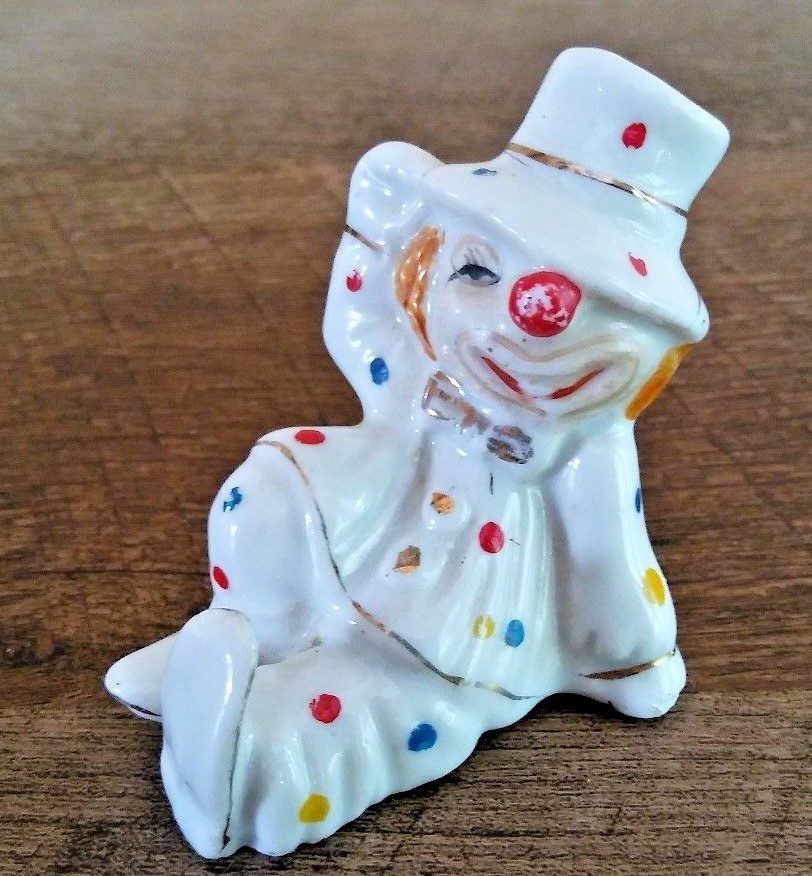 TUMBLING CLOWNS Figurine Set Hand Painted Ceramic Vintage
