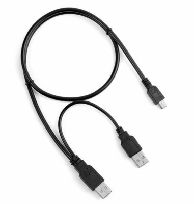 Mini USB 2.0 Dual Power Cable Lead for Portable External