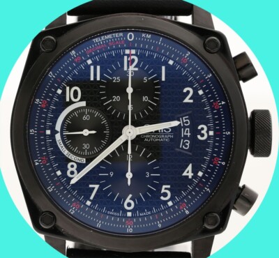 Oris BC4 #7633-47 Chronograph Black PVD Swiss Automatic Date Watch 45MM