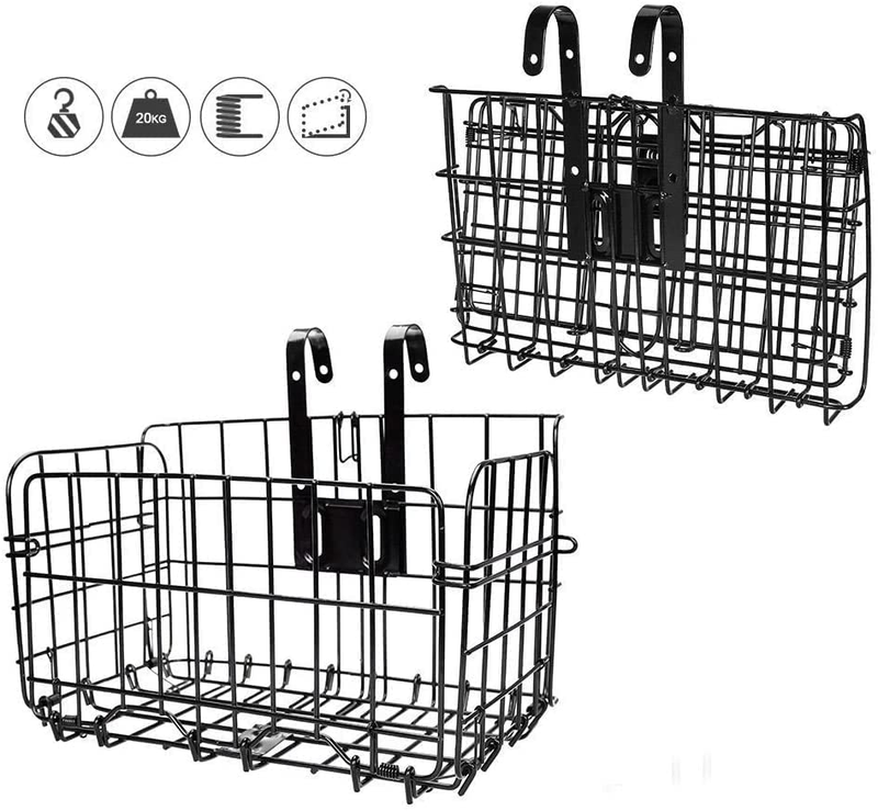 Folding Rear Bike Basket Wire Mesh Fold-Up Detchable