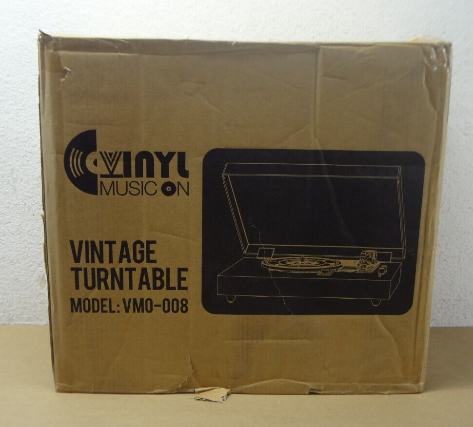 Vinyl Music On VMO-008, Vintage 3-Speed Turntable Bluetooth Input Record Player