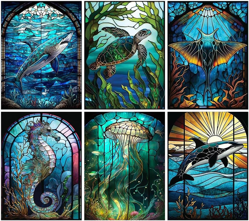 Diamond Painting Kits for Adults Clearance, 4 Pack Sea Animals Diamond Art Kits