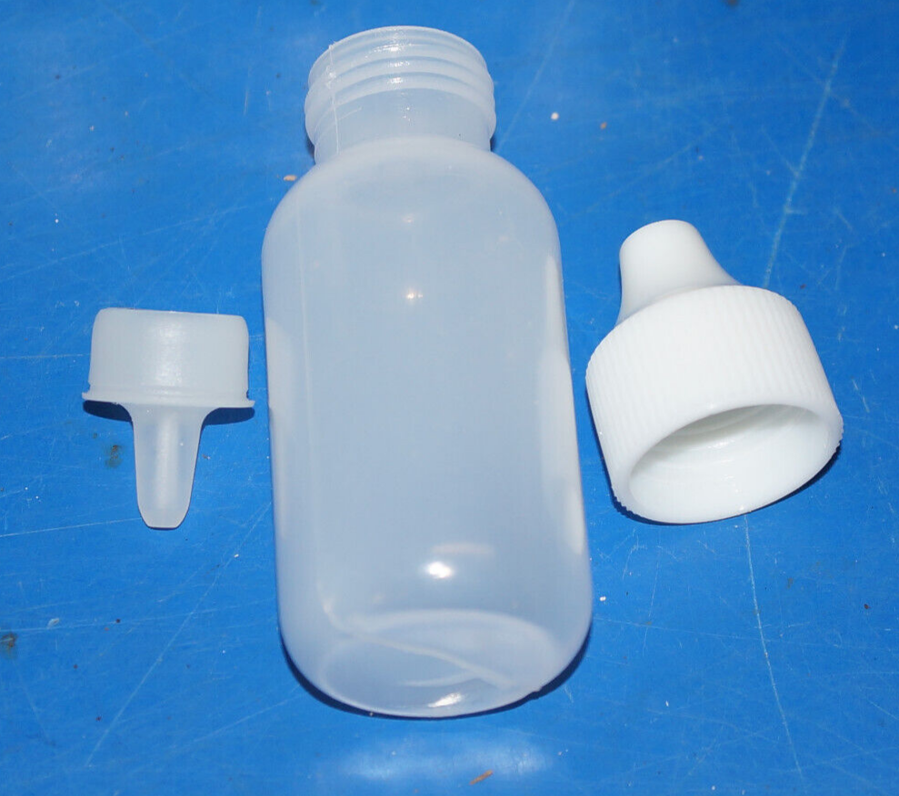 CASE of 12:  LDPE Squeezable Plastic Dropper Bottles 1-oz (30 mL) w/ White Cap