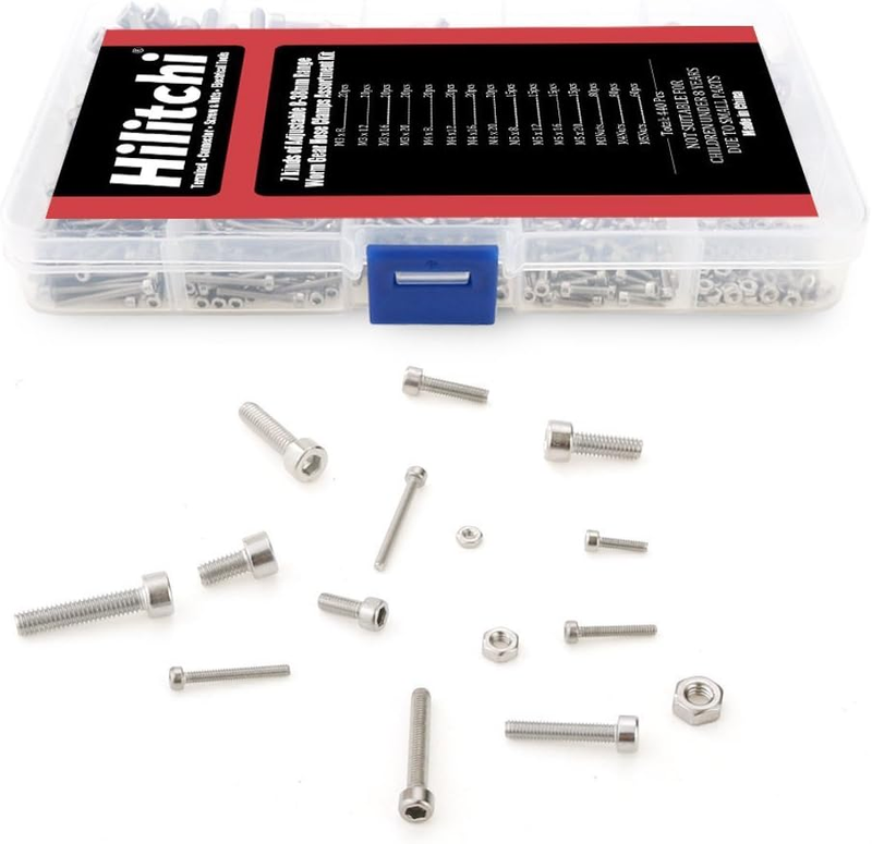 420pcs M2 3 4 304 Stainless Steel Hex Socket Head Cap Screws Nuts Assortment Kit