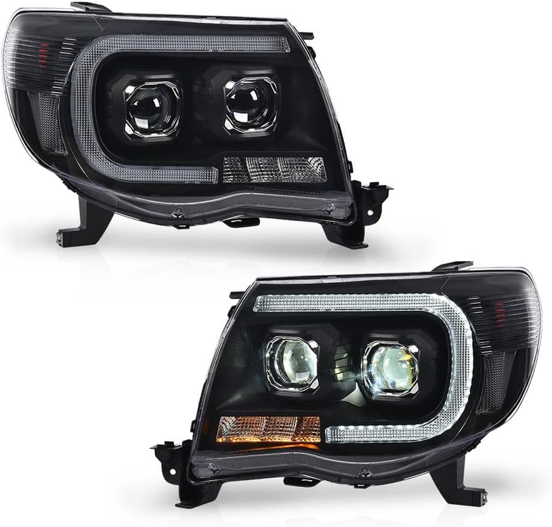 Clear Lens Black Housing LED Projector Headlights for Toyota Tacoma 2005-2011