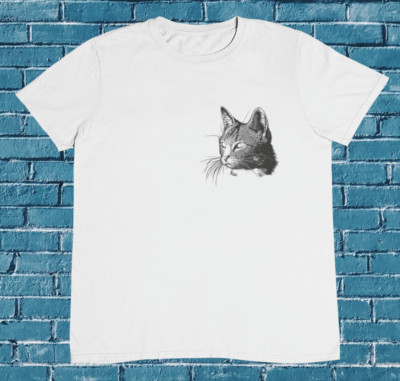 Pocket Cat  T shirt - Stray Cat T shirt - %100 Premium Cotton