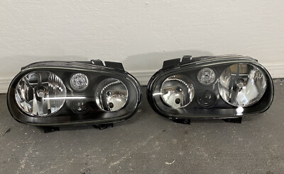 VW MK4 Golf/GTI R32 Smoked Ecode Glass Lens Headlights w/ Fog light (Rare) 