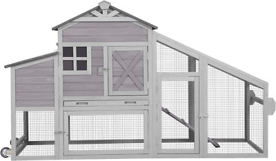 Chicken Coop with Wheels Wooden Outdoor Chicken House Easy Cleaning with Nesting