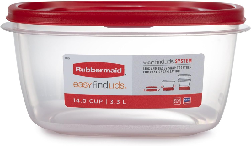 Easy Find Lids Food Storage Container, 14 Cup, Red 2 Pack