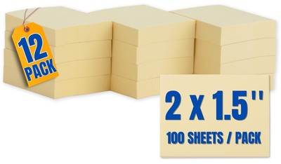 Small Sticky Notes 1.5 x 2, Self-Stick Pad, Pop Up Stick Notes 1.5 x 2, Yello...