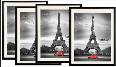 Studio 500 4PC Set 10 by 13-in Black Wall Document Frames with an Off White Mat