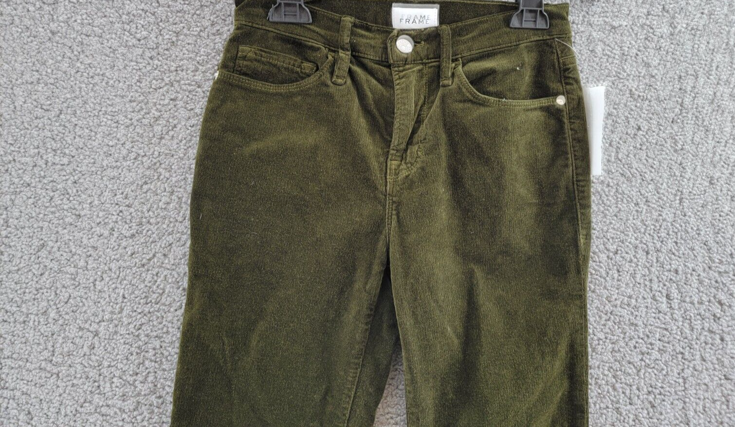 FRAME Le Crop Mini Bootcut Jeans Women's 26 Surplus Corduroy Button Zip Closure - Picture 3 of 17
