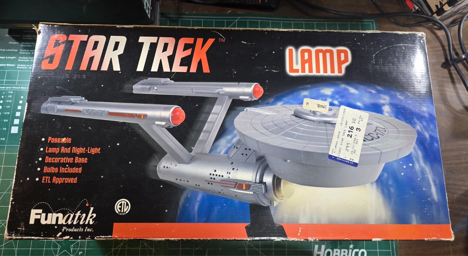 RARE 1999 Star Trek USS Enterprise NCC-1701 Desk Lamp by Funatik