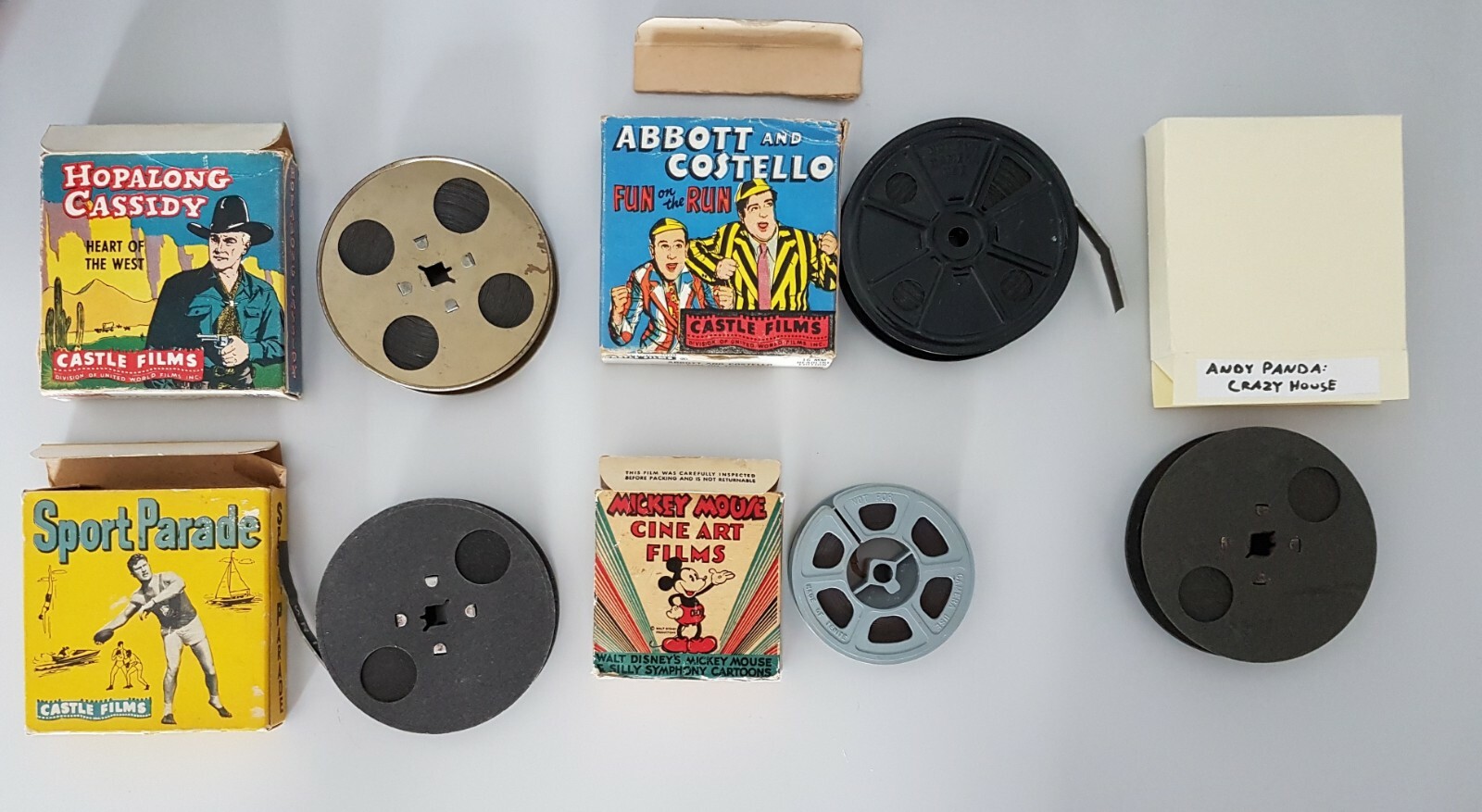 Lot of 5 16mm Films Mickey Mouse, Abbot & Costello, Andy Panda, Hopalong Cassidy