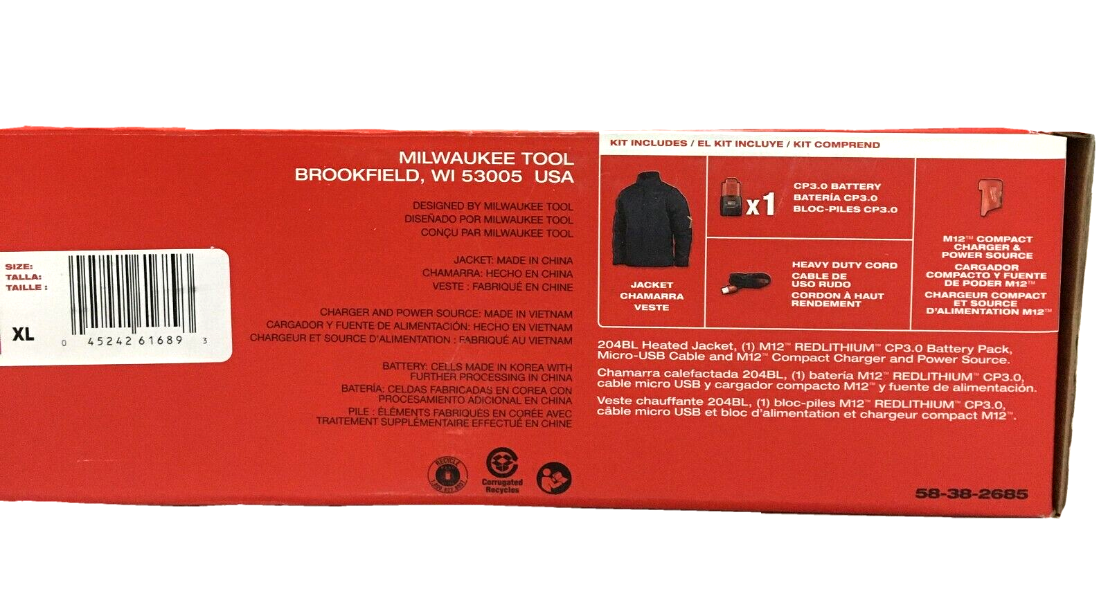 Milwaukee M12 TOUGHSHELL Heated Jacket Kit 204BL-21 Regular Fit Polyester Jacket