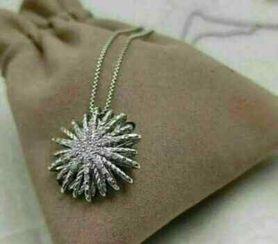 2.00Ct Round Lab Created Diamond Starburst Pendant Women's 14k White Gold Plated