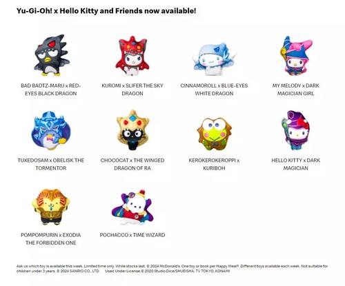 McDonald's Toys X Sanrio 2024 Yu-Gi-Oh! x Hello Kitty McDonald's Toys X Sanrio 2024 Yu-Gi-Oh! x Hello Kitty
