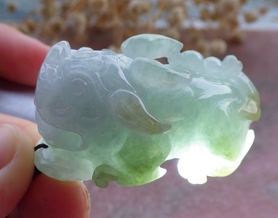 Video Certified Natural A Jade jadeite pendant Dragon Pi Xiu Ruyi 招财貔貅 109829